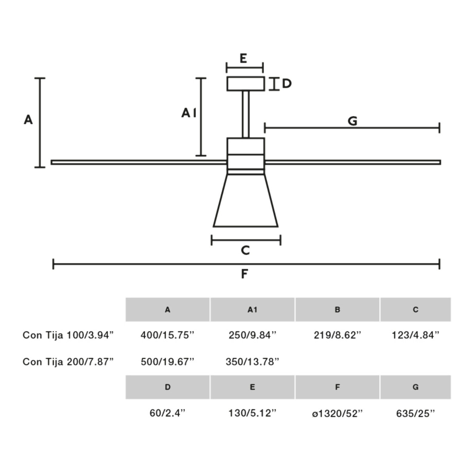 AMELIA L CONE LED Ventilateur gris