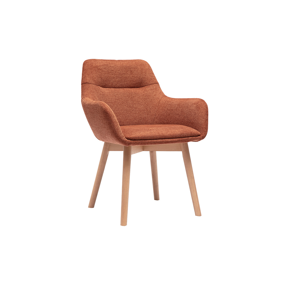Chaises en tissu effet velours texturé terre brûlée et bois clair (lot de 2) ALESS