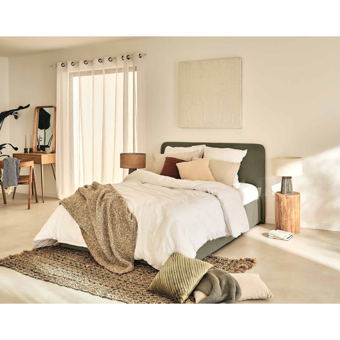 Goyave - lit coffre - 140x190 - en tissu - sommier inclus - Vert