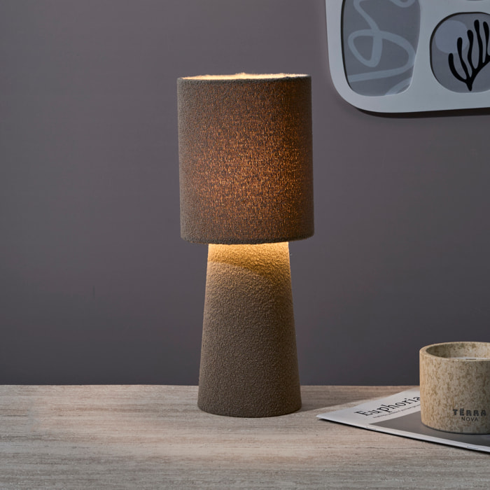 Lampe - HOME DECO FACTORY - Velours - Taupe - 38 cm