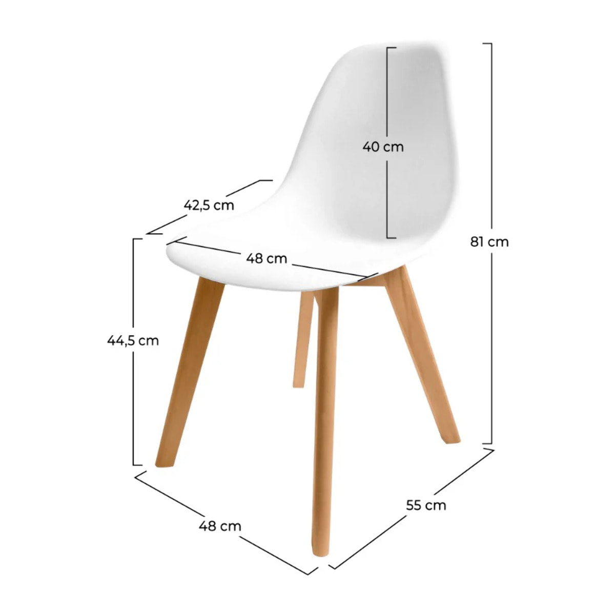 Lot de 2 chaises blanches et pieds bois - Skandi