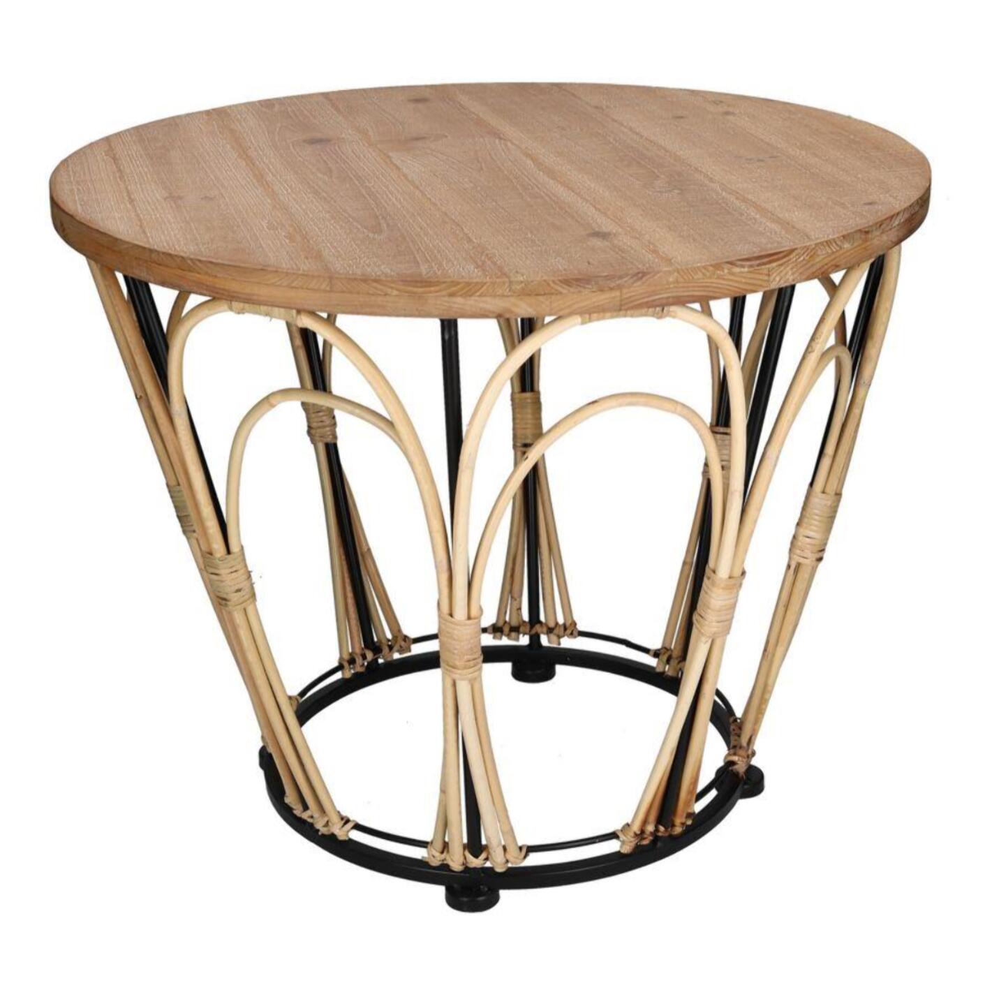 Tavolino in legno noce tondo cmø50,5h42