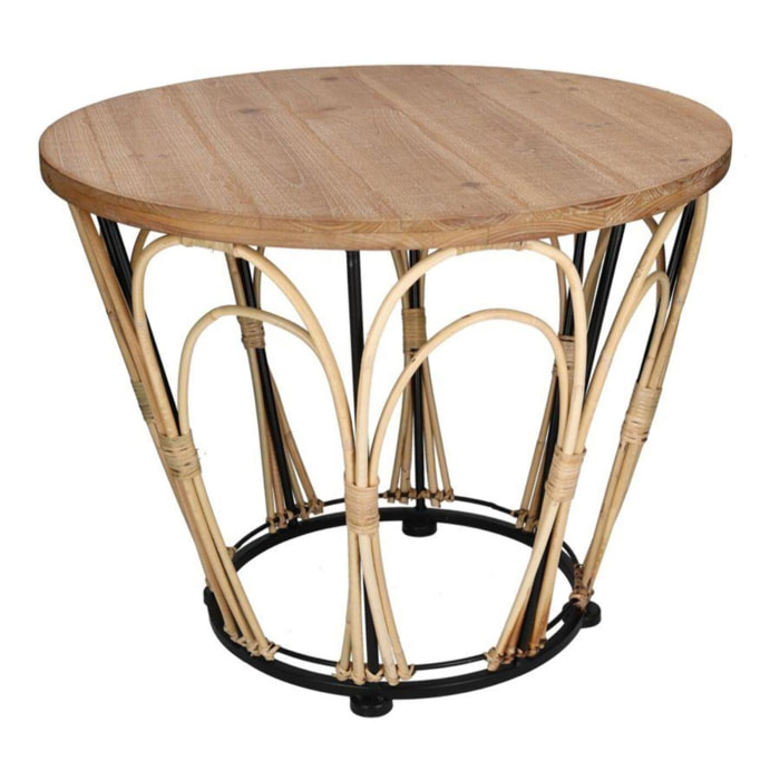 Tavolino in legno noce tondo cmø50,5h42