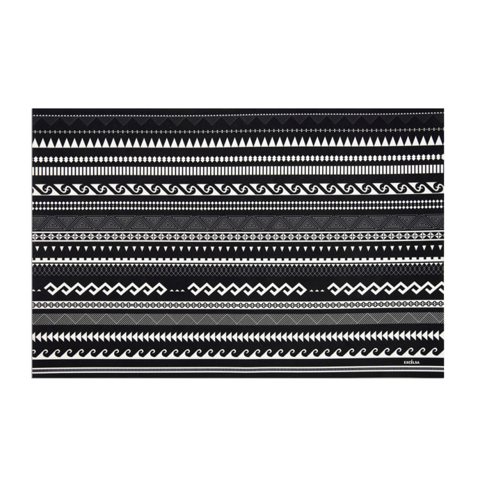 Tappeto da Bagno Soft Excelsa- Etnico, Gomma Nero