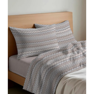 Coppia Federe per cuscini letto BAIA BEIGE 100% Cotone e Made in Italy Zig Zag Moderno