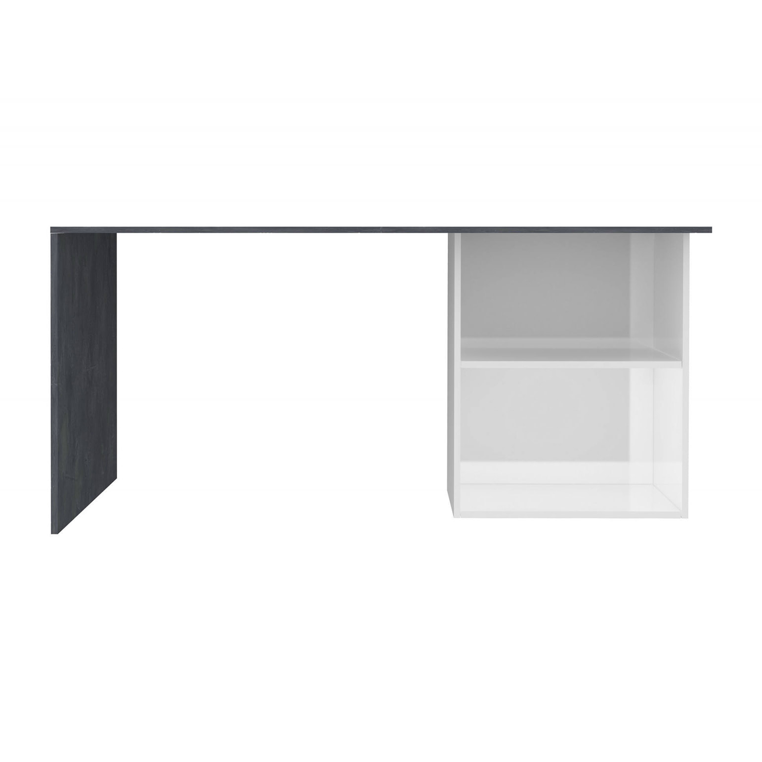 Scrivania Antioco, Scrittoio lineare porta PC, Tavolo multiuso per ufficio, Scrivania salvaspazio, 100% Made in Italy, cm 110x50h75, Bianco lucido e Ardesia