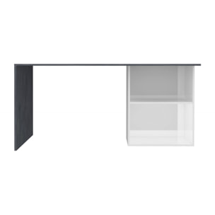 Scrivania Antioco, Scrittoio lineare porta PC, Tavolo multiuso per ufficio, Scrivania salvaspazio, 100% Made in Italy, cm 110x50h75, Bianco lucido e Ardesia