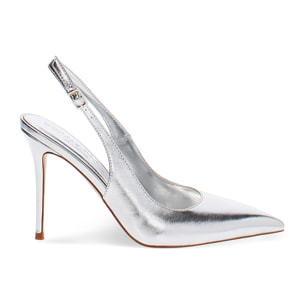 Zapato de salón plata tacón 10 cm