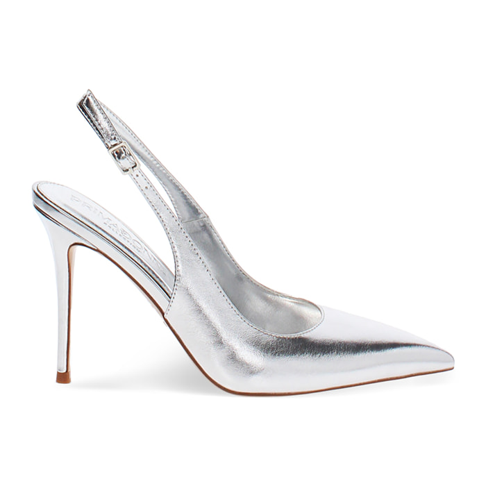 Zapato de salón plata tacón 10 cm