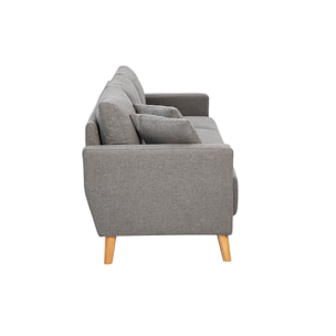 Canapé 3 places en tissu gris et bois clair MUNIK