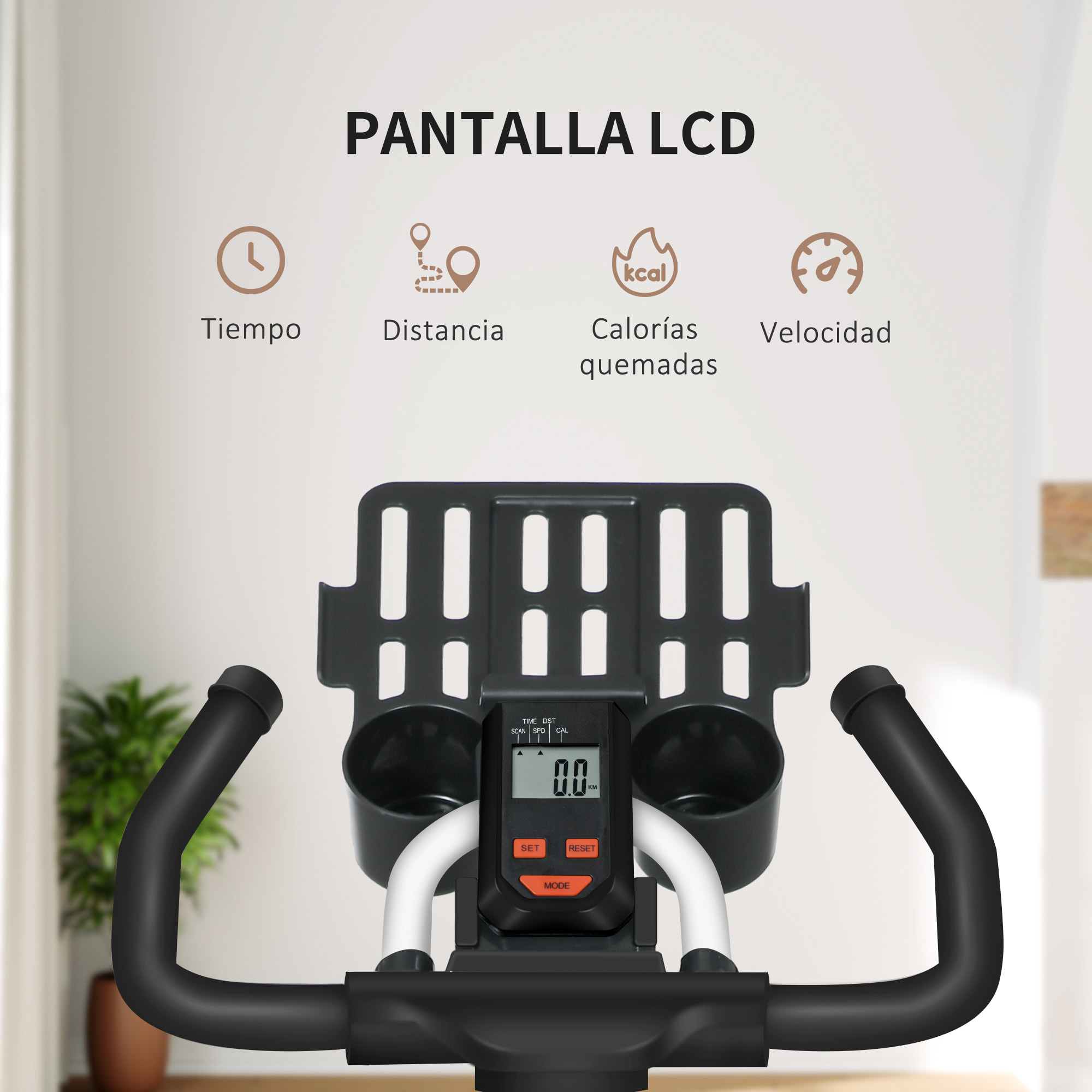 Bicicleta Estática con Resistencia Regulable Bici Estática Bicicleta de Fitness con Volante de Inercia 8 kg Pantalla LCD Manillar y Asiento Ajustable para Casa Gimnasio Blanco