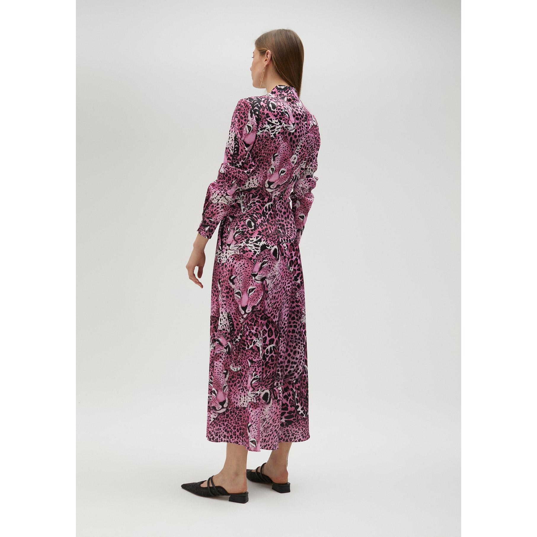Vestito Camicia Animalier Fucsia