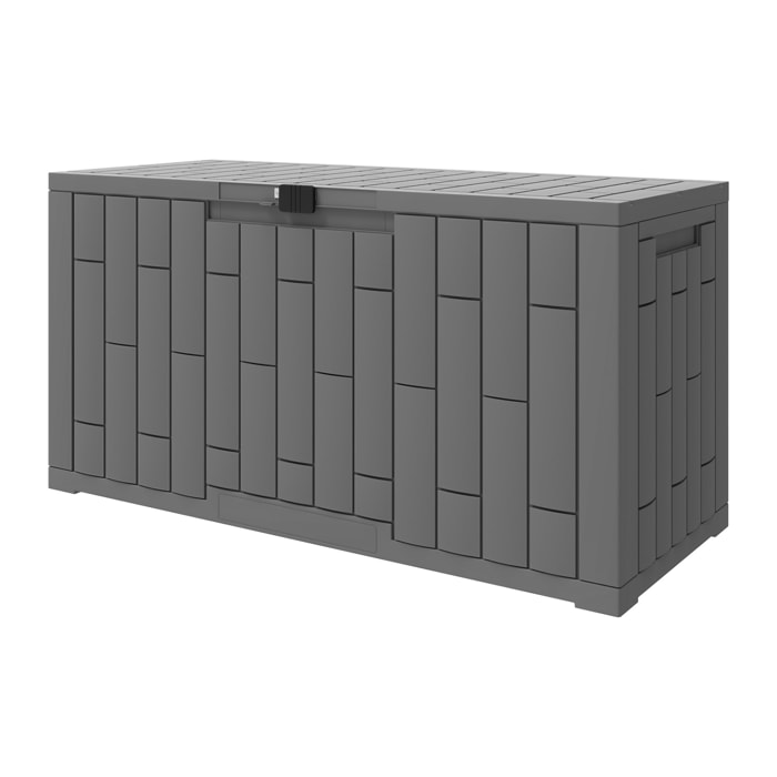 Coffre de rangement extérieur 227L verrouillable avec vérin à gaz gris