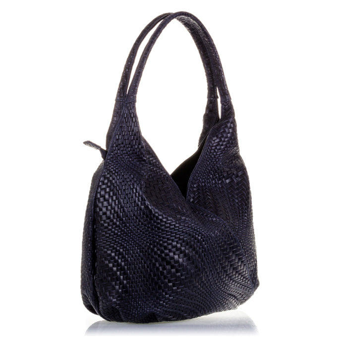 Jesi Bolso de hombro Mujer.Piel auténtica Gamuza Grabado Entrelazado