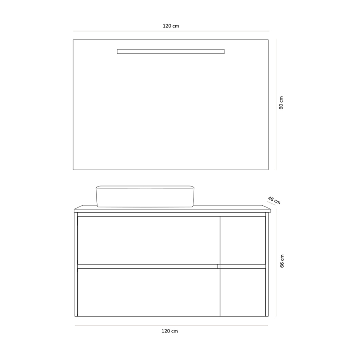 Ensemble de salle de bain JOB TOP Alday, 120cm, Bois Naturel