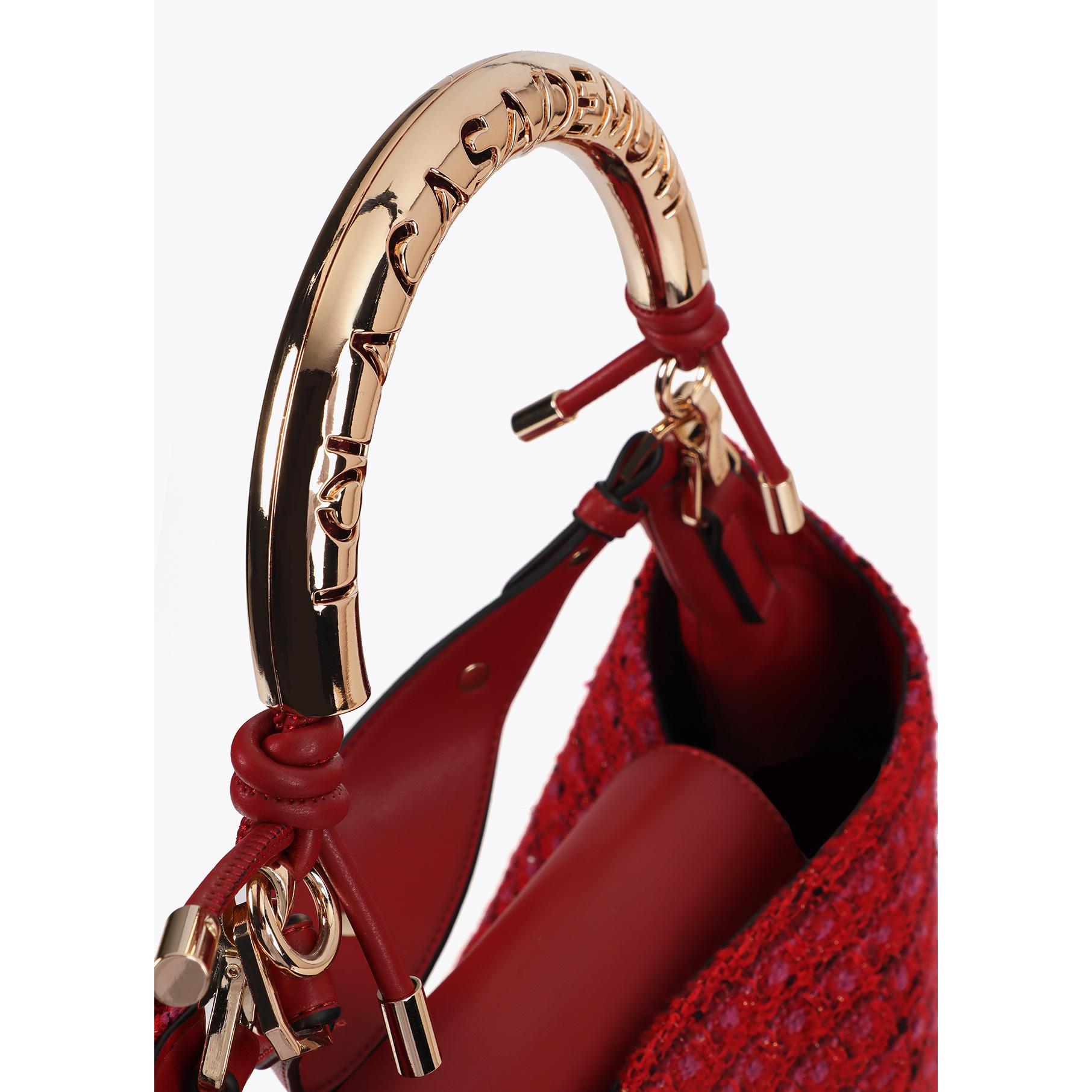 Borsa shopper con manico metallico personalizzato tessuto tweed