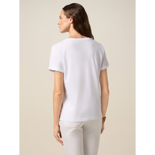 Oltre - T-shirt con stampa e applicazioni - Bianco