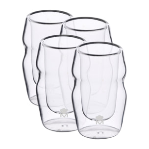 Masterpro Mixology - Juego de 4 Piezas Vaso Licor 50 ml, Borosilicato, Doble pared, Transparencia, Desde -20º hasta 200º