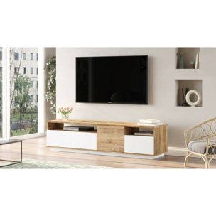 Mobile porta TV Dgiulian, Credenza da soggiorno, Armadio basso per TV, Base parete attrezzata, 180x45h45 cm, Quercia e Bianco