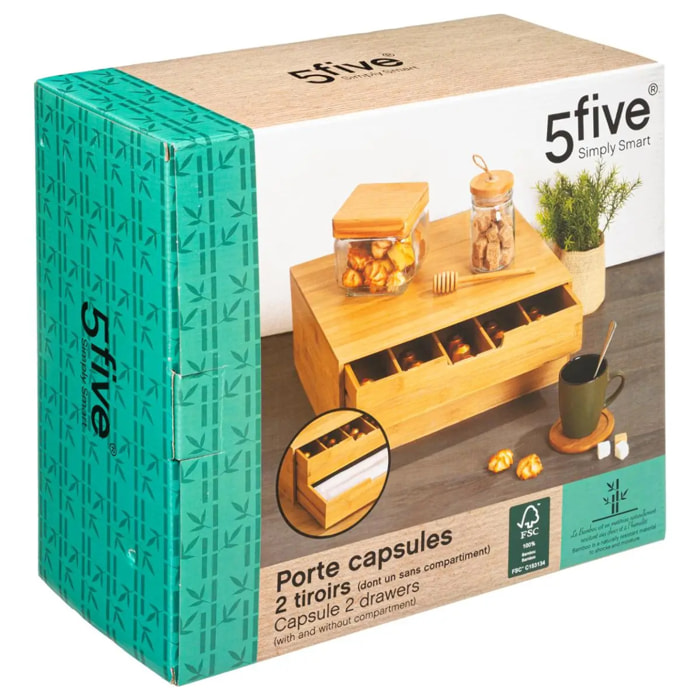 Porte-capsules tiroir bambou