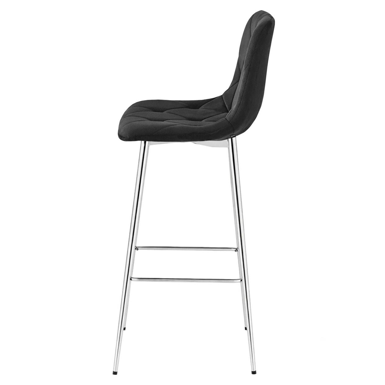 Sgabello alto Nado in velluto nero e gambe cromate
