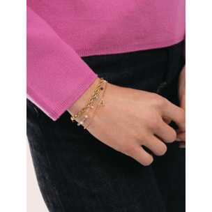 Pulsera Crystals Chain Colors Plata Baño Oro