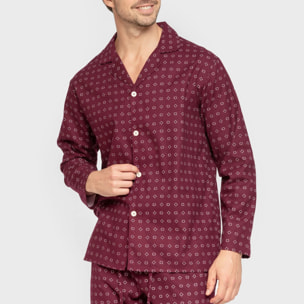 Pigiama in flanella a maniche lunghe da uomo loui burgundy