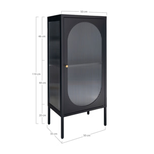 Adelaide Vetrina in Acciaio Nero con Porta in Vetro Rigato