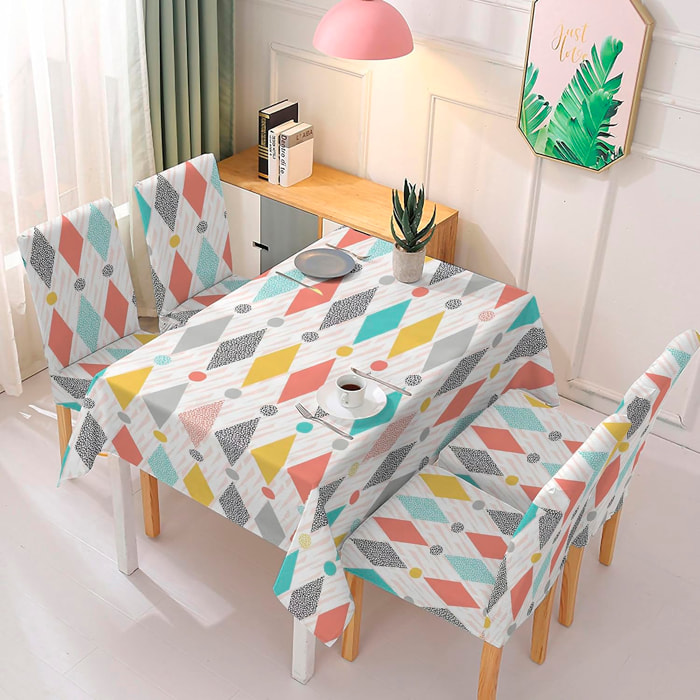 DAM Mantel impermeable de 140x180cm y 4 fundas de silla. 180x140x1 Cm. Color: Multicolor