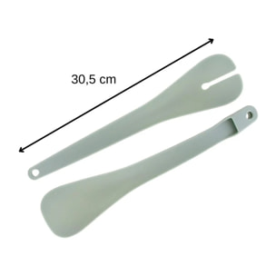 Set de 2 Saladiers en inox de 20,5 cm et 25 cm de diamètre et couverts à salade en plastique Fackelmann