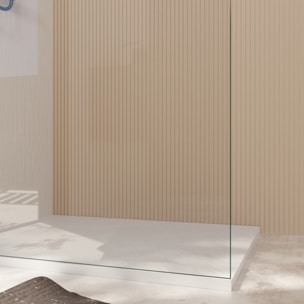 Paroi de Douche 80x200cm en Verre Trempé Transparent 8mm Anticalcaire - Profilé Noir Mat - LINA