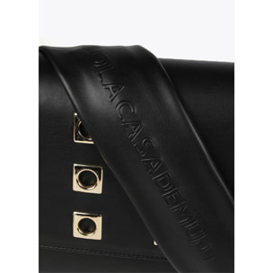 Borsa a tracolla con occhielli in metallo quadrati