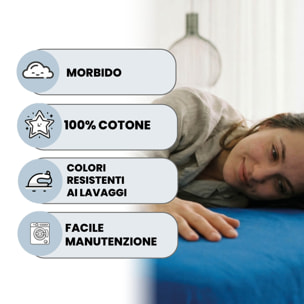LENZUOLO SOTTO CON ANGOLI MAX COLOR, 100% COTONE MADE IN ITALY - MATRIMONIALE