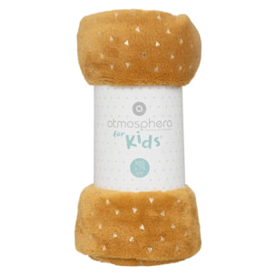 Plaid enfant "Berlingot" - flanelle - jaune ocre - 75x100 cm