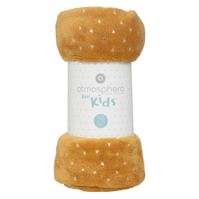 Plaid enfant "Berlingot" - flanelle - jaune ocre - 75x100 cm