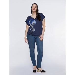 Fiorella Rubino - Camiseta con estampado de flores - Azul