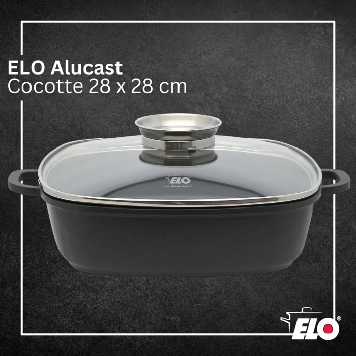 Cocotte 28 x 28 cm en fonte aluminium antiadhésive 3,6 L Elo Alucast