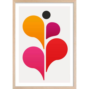 Poster seventies pink Affiche + cadre en bois - Chêne