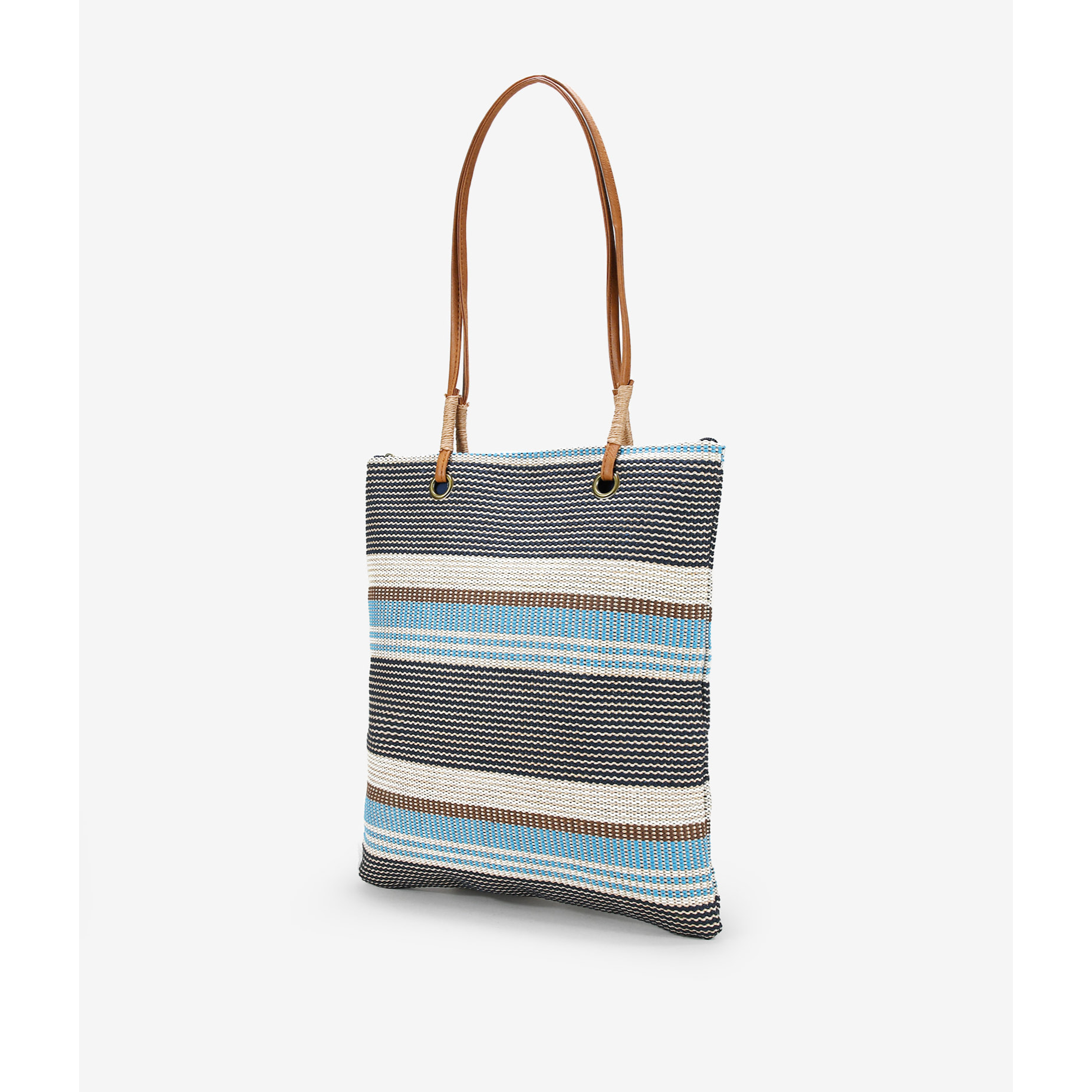 Bolso de playa tipo shopper azul en rafia