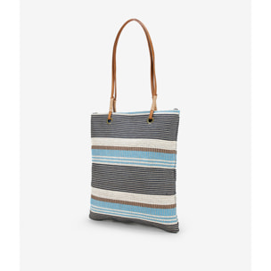 Bolso de playa tipo shopper azul en rafia
