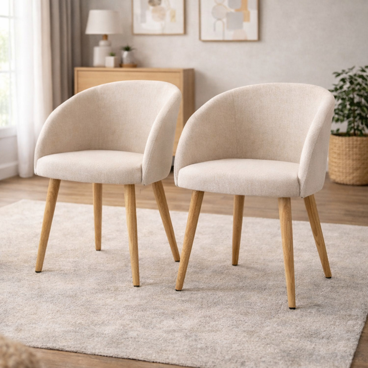 Lot de 2 chaises – Assise ergonomique – Style scandinave