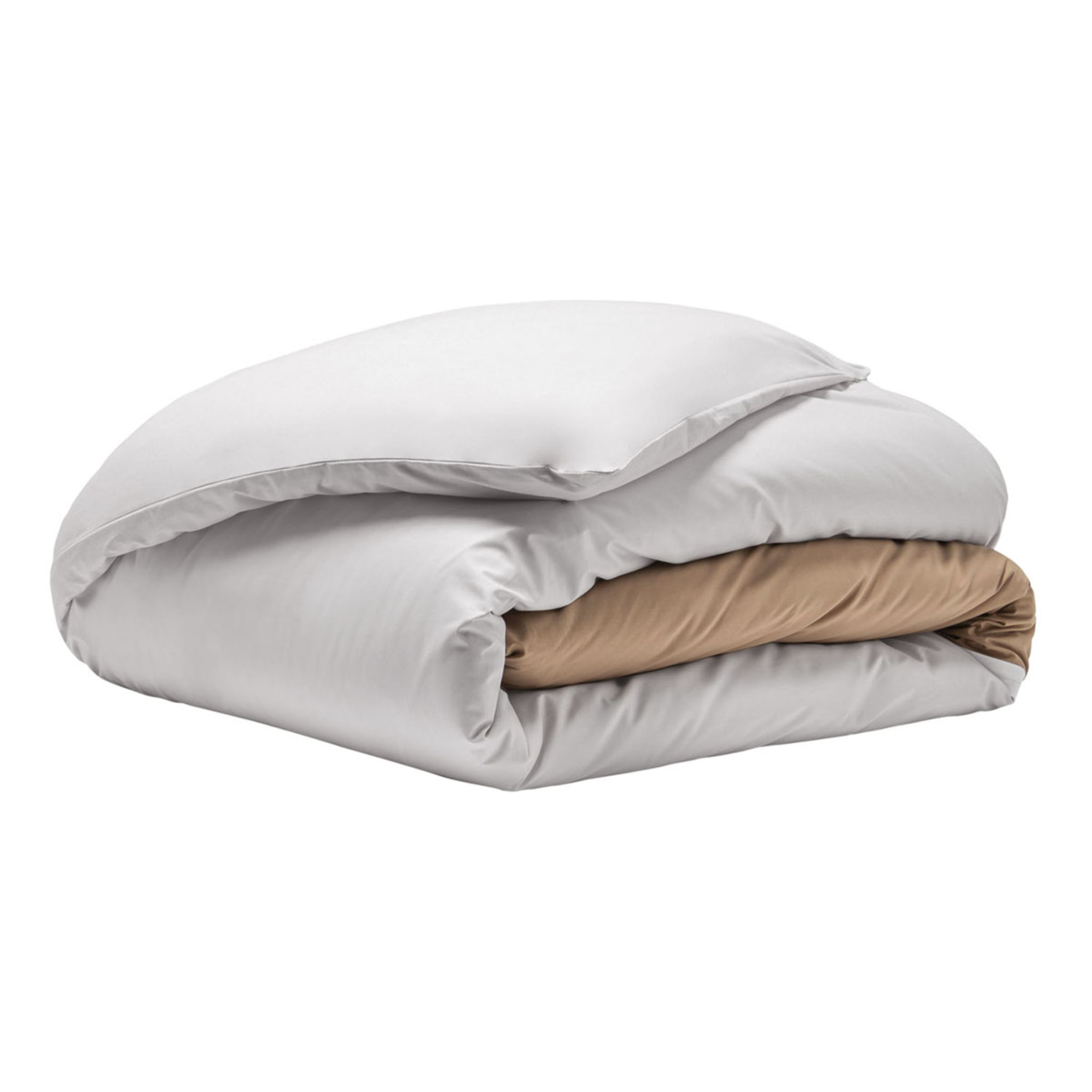 Housse de couette unie en percale de coton, Made in France, TOI ET MOI CLAIR D'AURORE , Beige