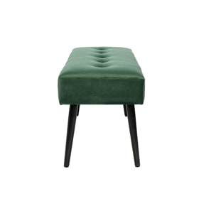 Banc design capitonné en tissu velours vert foncé et métal noir L96 cm GUESTA