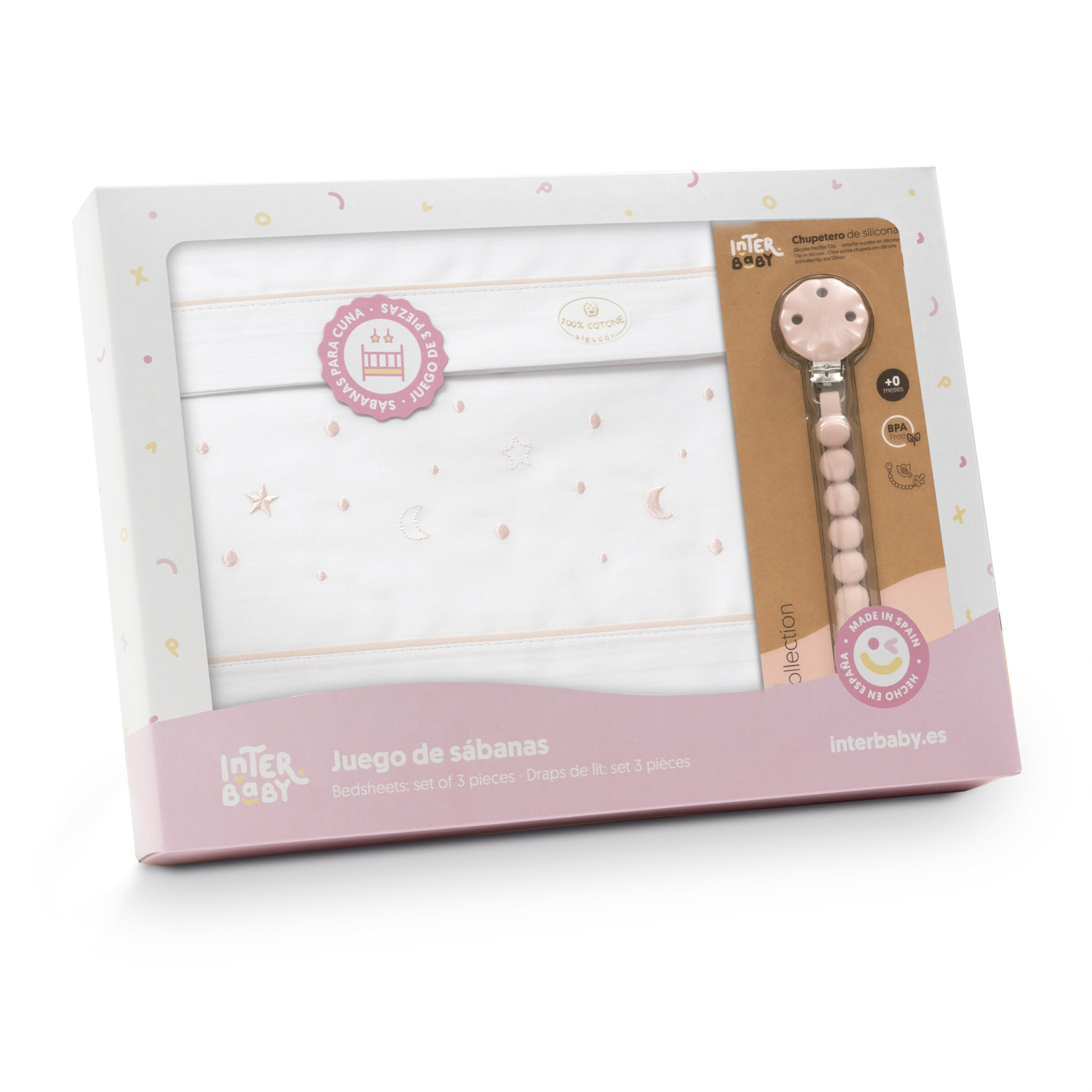 Juego de Sábanas para Cuna mod.Estrellas Luna con Broche Muselina