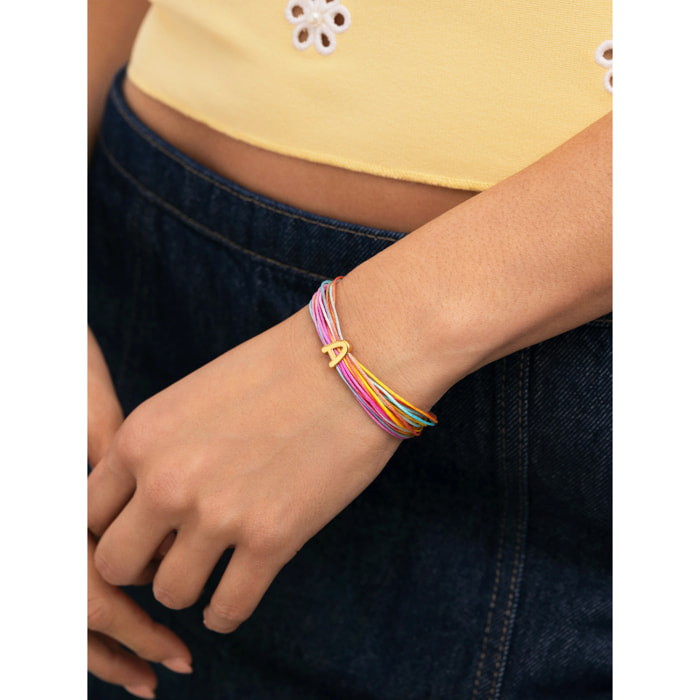 Pulsera Personalizada Color Rainbow Acero Baño Oro