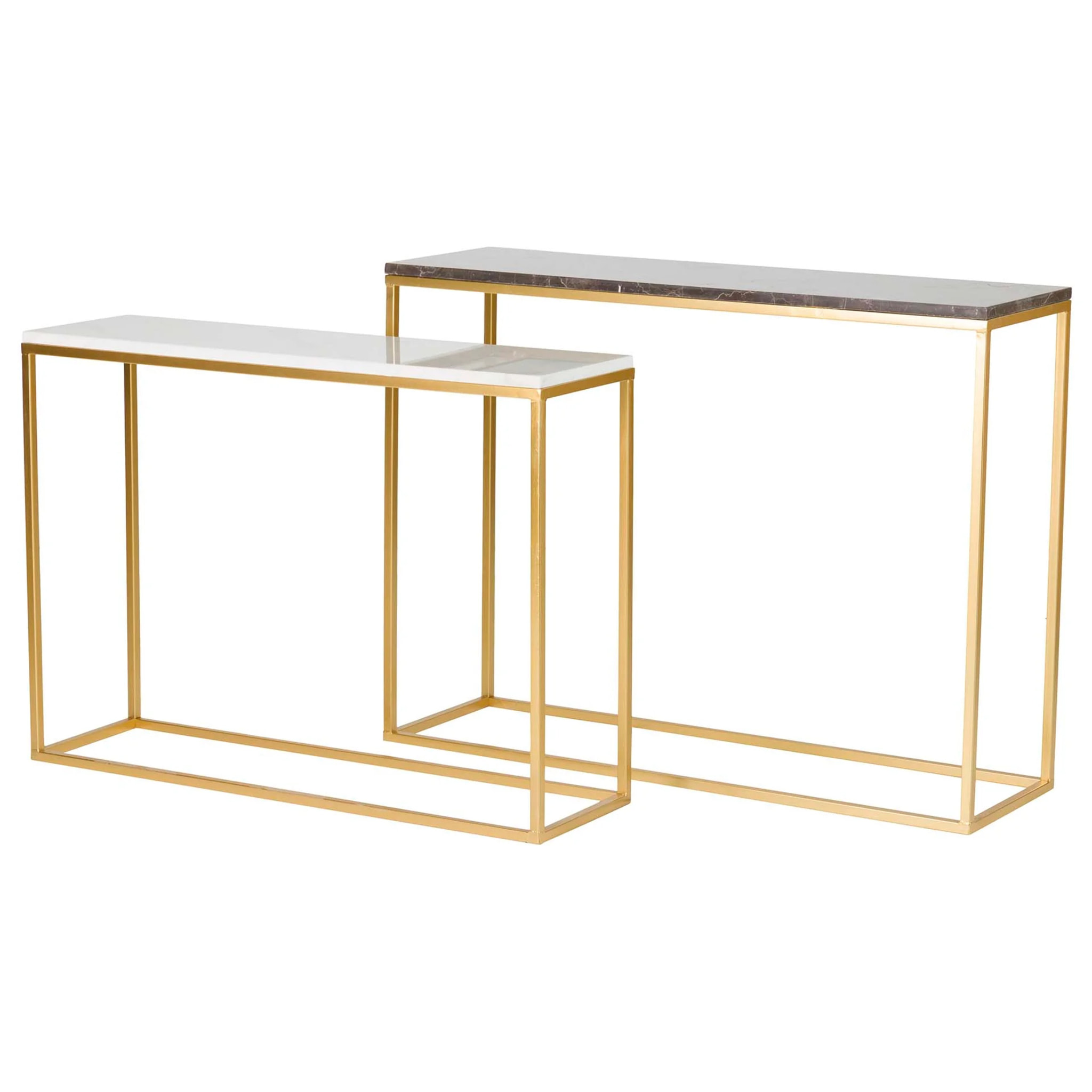 Set 2 Consolas Metal Marmol 100x30x75 91x26x66cm