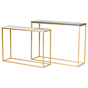 Set 2 Consolas Metal Marmol 100x30x75 91x26x66cm