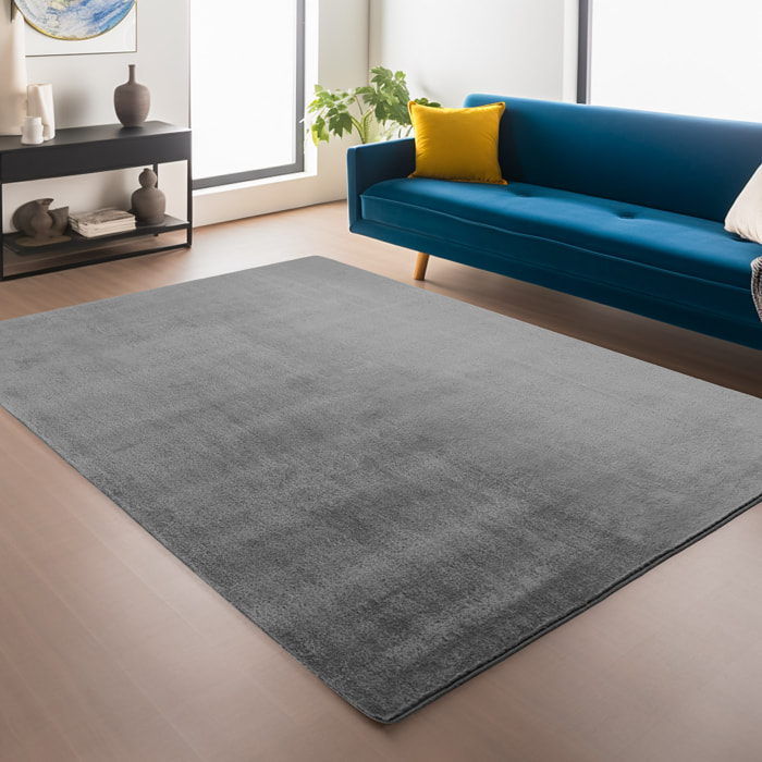 ALBA - Tapis doux gris à poils courts