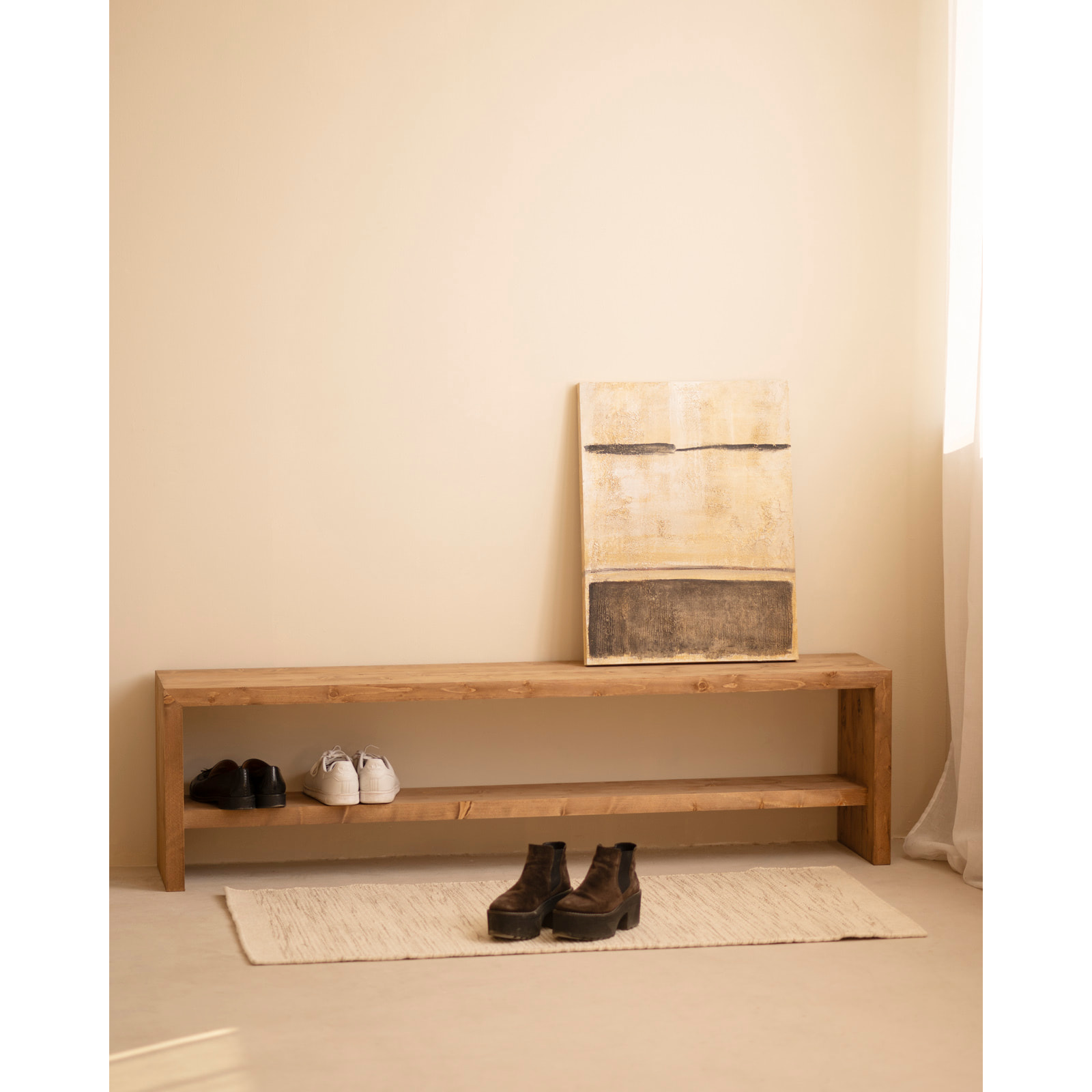 Cuadro beige y negro decorativo sobre algodón con bastidor de madera pintado artesanalmente con pintura óleo de varias medidas