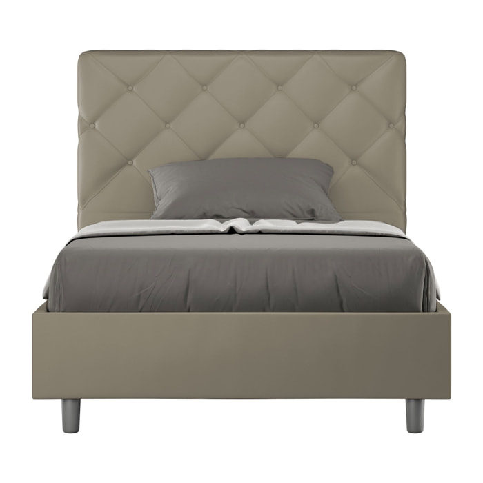 Letto una piazza e mezza con rete imbottito 120x210 similpelle cappuccino Priya